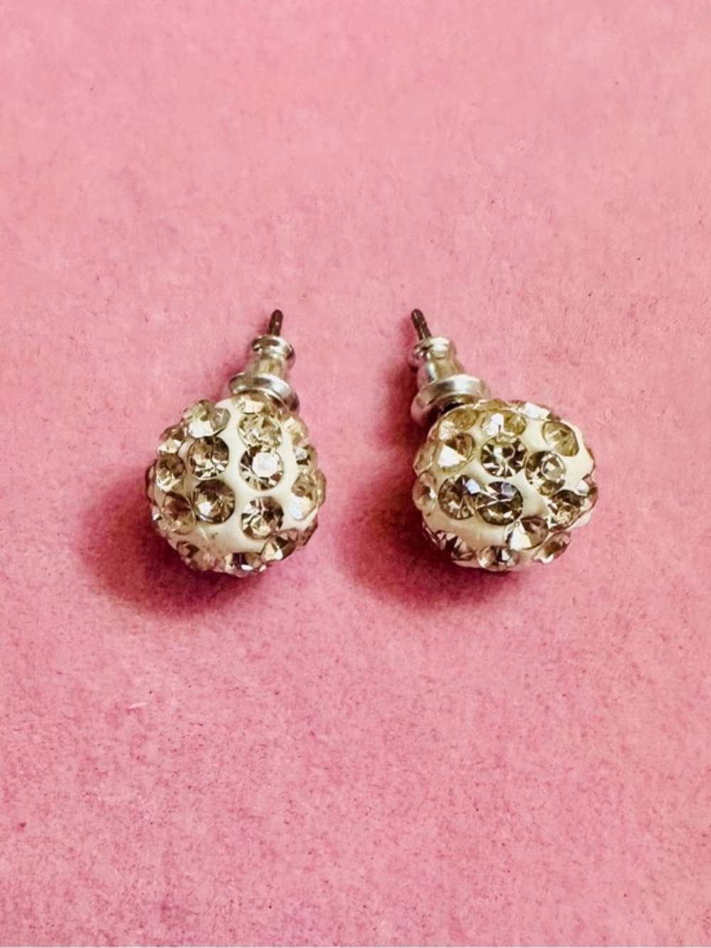 Sparkly Rhinestone Disco Ball Stud Earrings